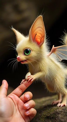 Tiny Magical Creature in a Crystal Cave Wall Crack! ✨ POV Tiny Fluffling Eats From My Hand 😱