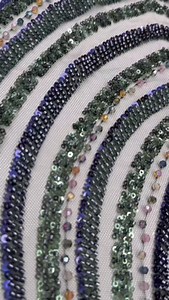 African Heavy Beaded Lace Fabric Nigerian Shiny Sequins French Tulle Fabric for Wedding Party (5 yards,Dark green)