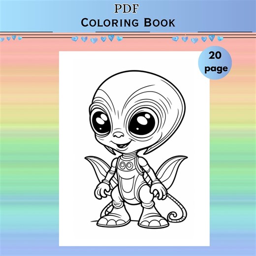 Alien Coloring Pages Printable PDF for Kids, Space Activity Sheets, Galaxy Art Workbook, Instant Download - Etsy