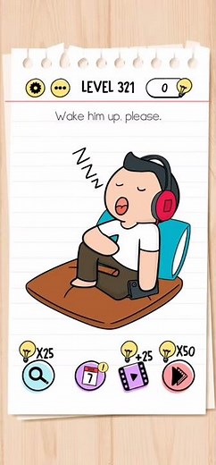 Brain Test Level 321 wake him up please Walkthrough Solution
