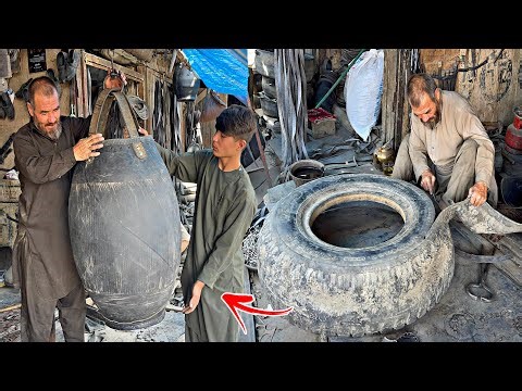 Traditional Rubber Water Carrier Made from Old Tires