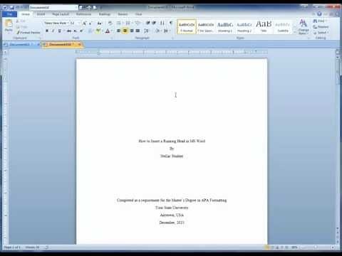 How to Insert 2 APA Running Heads in Less than 5 Minutes