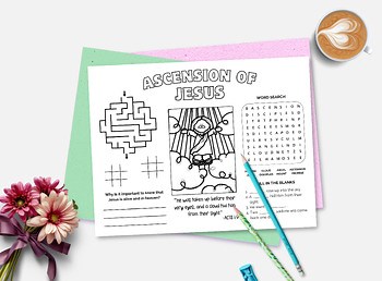 Ascension of Jesus Bible Lesson Coloring Page Worksheet for Sunday School