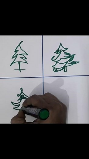 “4 Easy One-Line Christmas Tree Drawings 🎄✨ | Simple Christmas Art Tutorial #Shorts”