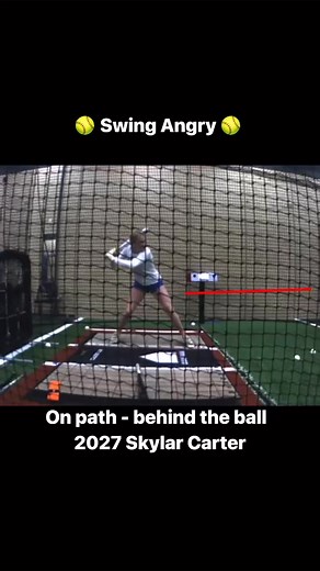 2027 Skylar Carter turning around 60mph. Getting on path behind the ball. #hittingcoach #swingangry #travelsoftball #softballtraining #youthsoftball | Swing Angry LLC