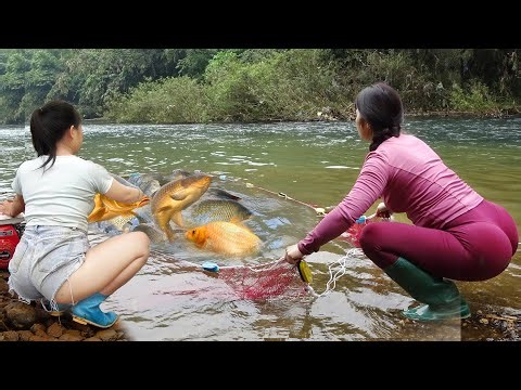 Full Video: The Girl Fishing Alone on Rivers and Lakes, Amazing Fishing Skills Catch a Lots of Fish