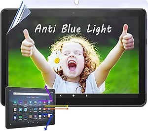 IPROKKO 2 Pack Anti-Blue Light Screen Protector for Fire HD 10 Tablet (10.1 Inch) - Fire HD 10 Plus/Kids/Kids Pro Anti Glare Screen Film