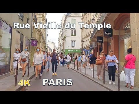 Paris Busy Street Scene - Rue Vieille du Temple [4K]