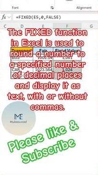 The FIXED FUNCTION IN EXCEL-#exceltips #exceltrick #formatting #excelhindi #dataanlysi #datacleaning