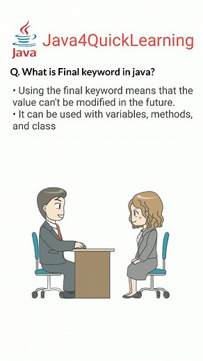 Java4QuickLearning || 200K 🎯 on Instagram: "What is final keyword in java #corejava #final #keyword #java4quicklearning . . Follow & Subscribe @java4quicklearning And stay tuned for the next day of learning java together . . #java #javaee #btech #freshers #javadeveloper #javaprogramming #springboot #restapi #microservices #fullstackdeveloper #fullstack #developer #code #coding #coder #backbenchers #backend #jobs #itjobs #frontenddeveloper #interviewquestions #javainterviewquestions #reactjs #ja