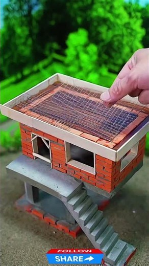 Mini Brick House with Swimming Pool 🏠😍 | Amazing Mini Construction Project | DIY Mini House #shorts