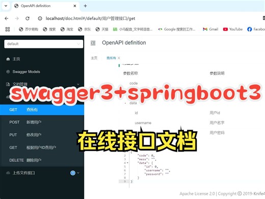 springboot3+swagger3整合生成在线接口文档