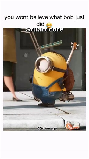 disney | movies | memes on Instagram: "That is actually a video compilation of Stuart (one of the main Minions), despite the text on the screen mentioning Bob! In the Minion world, it can be hard to keep track of who is who. Here is a quick breakdown of what happens in the clips and how you can tell Stuart apart from the others: Who is Stuart? The Minion in your video is Stuart, who is known for: • One eye: He is one of the most prominent one-eyed Minions. • Hair: Usually has a combed, flat hair