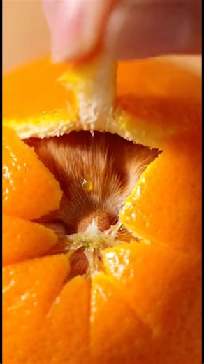 Peeling an orange and a KITTEN came out 🧡 #shorts #viral #cute