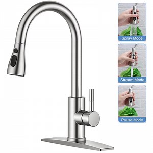 Kitchen Faucet, BAKIBO Kitchen Faucets with Pull Down Sprayer for Kitchen Sink, Stainless Steel Single Handle Kitchen Sink Faucet Matte Black