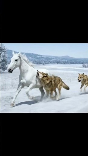 Unbelievable Hunt Watch the Moment a Wolf Falls While Chasing a Horse at High Speed! #shorts