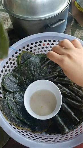How to make traditional Western Vietnamese jackfruit leaf and starfruit leaf cakes #shorts
