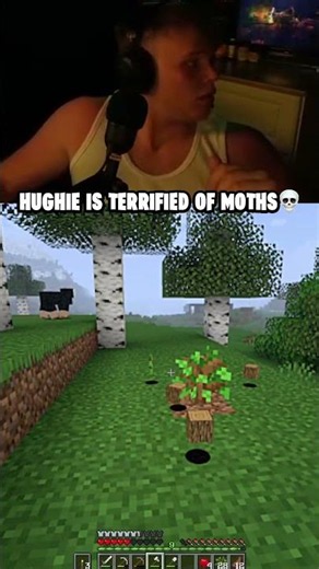 Hughie Is terrified of MOTHS💀#Minecraft #horrormods #minecrafthorror #streamer #HughieDaly