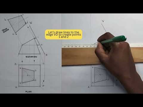 Surface development of truncated square pyramid