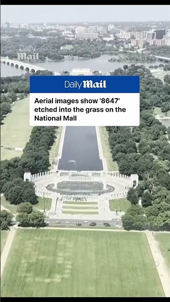 Aerial images show '8647' etched into grass on the National Mall