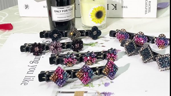 hoyuwak 6Pcs Braided Hair Clips for Women Girls Barrette with 3 Clips on Top Sparkling Crystal Stone Hair Accessories for Braid Lift Up Style Hair Clip with 3 Small Clips for Hair Styling