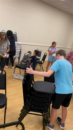 Our gratitude to Peg and Larry Meyer and the Ave Maria Columbiettes for purchasing the new chairs for our Parish Hall. Our thanks also to John Lanham and the Ave Maria Parish Drama Club who helped remove the packing materials from the 80 new chairs. You can see the Ave Maria Parish Drama production of The Road to Emmaus on Saturday, April 27 beginning at 10:30 in front of the church. | Ave Maria Catholic Church