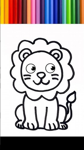 🌈 Drawing, painting and coloring a lion for kids | nursery rhyme.⭐#167