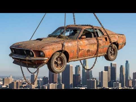 Abandoned Rusted 1969 Mustang Pulled from Building — Full Reveal & Restore