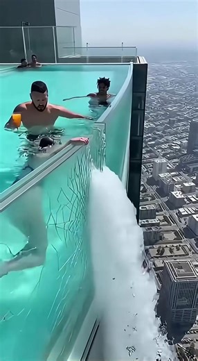 So dangerous Glass Waterpool! Be careful! Oooooops Infinity Pool Falls Apart!#viraltiktok #fypシ゚viral🖤tiktok #skyfall #parachutefail #ghanatiktok🇬🇭