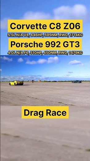 911 GT3 vs Corvette Z06 Drag Race