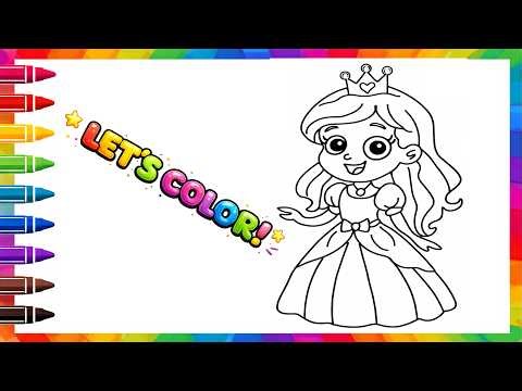How to Draw a Cute Princess | Easy Drawing and Coloring for Kids
