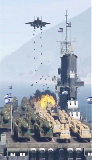 Israeli Jet Bombs Enemy Convoy on Warship | Explosive Military Attack Simulation