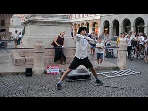 Funny Man Doing Street Performance - Clown / Juggling / Acrobatics