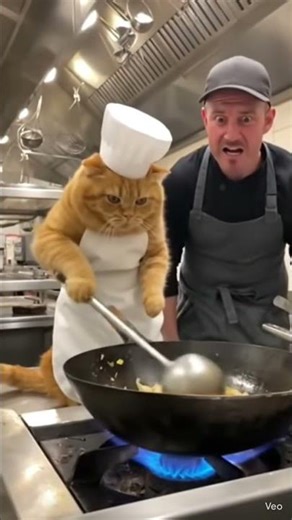 Master Chef or Master Chief? 😂🐱🔥 Cat Running the Restaurant Kitchen! #ai #aishorts #viralreels