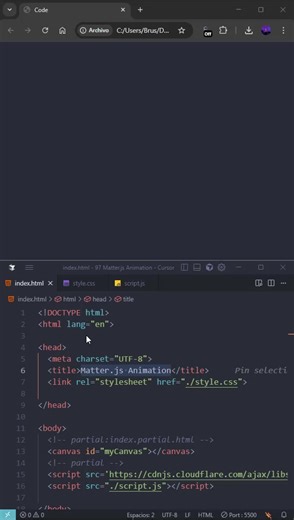 Matter.js Animation #programación #javascript #animation #code #developer #color #vibecoding | Brus R. Espinal | Facebook