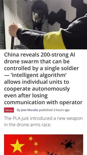 China reveals 200-strong AI drone swarm #ai #china #drone