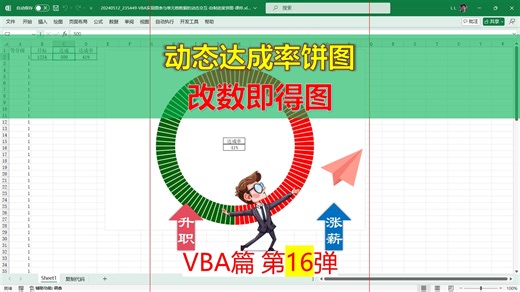 经典操作，VBA实现图表与单元格数据的动态交互，动态进度饼图