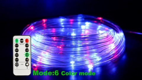 Ollivage LED Rope Lights Outdoor String Light Battery Powered with Remote Control, 8 Modes Color Changing Waterproof LED Strip Light Fairy Light 40Ft for Christmas Party Camping Decoration, 1 P