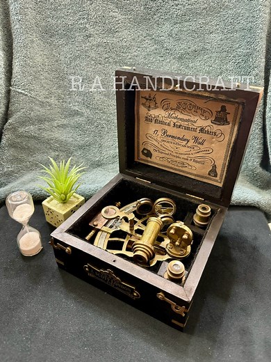 Antique Brass Sextant With Wood Box: J.scott Navigational Instrument - Etsy