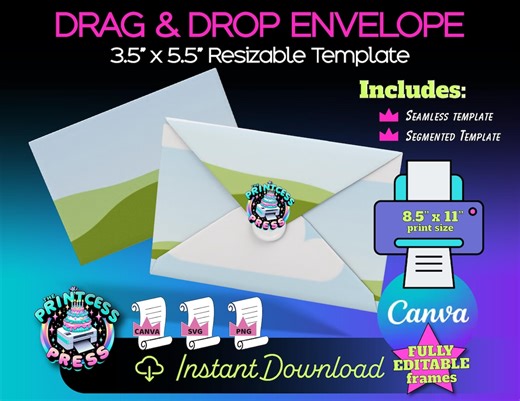 Custom Envelope | Envelope Template Canva Frame | Custom Back to School Envelope Template | Envelope Cut File | DIY Drag and Drop Envelope - Etsy