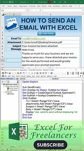 In this #shorts I will show you how to send an email from Excel with VBA in just 1 minute. Watch more Excel Tutorial Here: https://www.youtube.com/@ExcelForFreelancers CHECK MY PRODUCTS AND COURSES HERE: https://www.excelforfreelancers.com/ #exceltraining #freelancing #exceltutorial #excelvbatutorial #excelvba | Excel For Freelancers