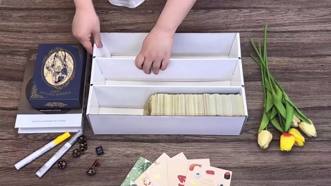 Trading Card Storage Box 2 Pack–2400 Count Cardboard Organizer with Dividers for MTG, TCG, Sports, Toploader, Commander