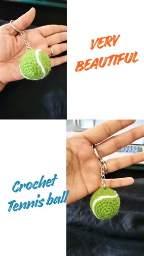 Mini Crochet Tennis Ball 🎾 | Perfect Keychain Idea #crochetball #crochettennisball #crochetkeychain