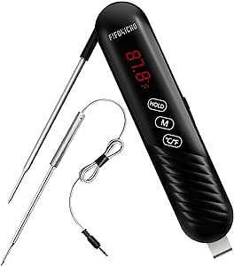 Digital Instant Read Food Thermometer with LED Screen & Calibration Function for Thanksgiving Turkey Cooking Food, BBQ Grill, Liquids,Beef, Dual Probes