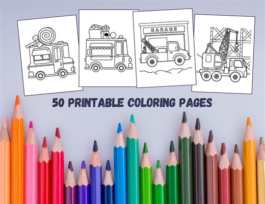 Trucks and Diggers Coloring Pages: 50 Kids Printables (instant Download) - Etsy