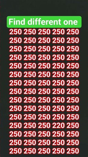 Challenge! find different number in 250 #quiz #youtubeshorts #mathematics
