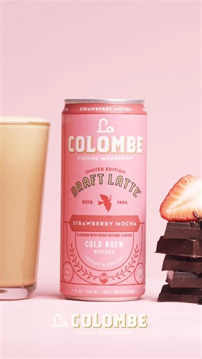 For a limited time, enjoy our luscious strawberry-kissed cafe mocha Draft Latte® drink. | La Colombe Coffee Roasters