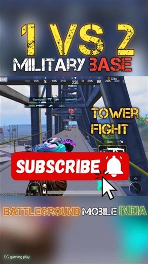 BGMI 1 vs 2 Tower Fight | Military Base Bridge Clutch | DG Gaming Play #bgmi #dggamingplay #shorts