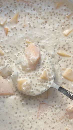 Sabrina Nicole on Instagram: "This creamy, tropical dessert is a must-make no matter the season! Ingredients: 3 ripe mangoes 1 cup tapioca pearls 4 cups water 1 can evaporated milk 1 can coconut milk 1 can sweetened condensed milk (I use half) Nata de Coco (gelatin coconut) Instructions: 1. Cook the tapioca pearls: In a pot, bring 4 cups of water to a gentle boil. Add 1 cup of tapioca pearls and cook on low heat, stirring consistently to prevent sticking. Cook for 10 minutes, let sit for 10 minu