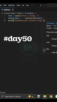 Python Day 50 | Arrange String in Alphabetical order #coding #python #vira #views #pythonprogramming